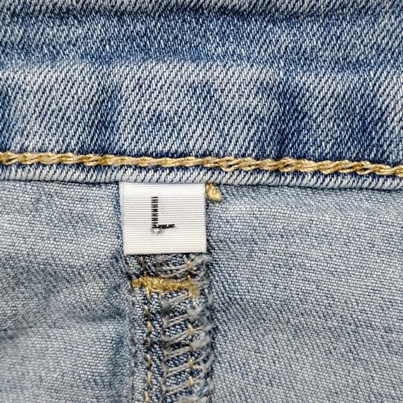 Jeans F.A.shion Denim Mini Skirt Size Large Cargo Pockets Belt Loops Light Blue - Picture 6 of 8